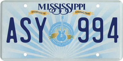 MS license plate ASY994