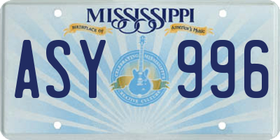MS license plate ASY996