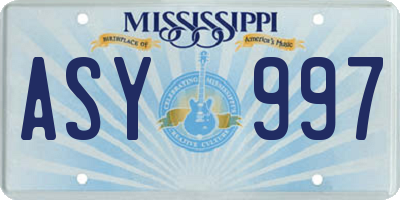 MS license plate ASY997