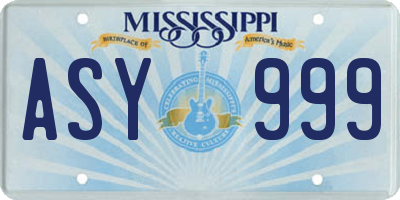MS license plate ASY999