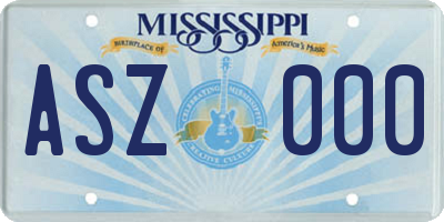 MS license plate ASZ000