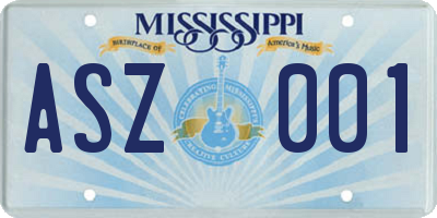 MS license plate ASZ001