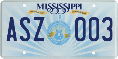 MS license plate ASZ003