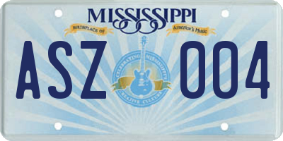 MS license plate ASZ004