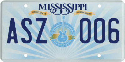 MS license plate ASZ006
