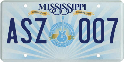 MS license plate ASZ007