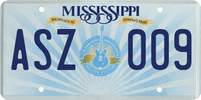 MS license plate ASZ009
