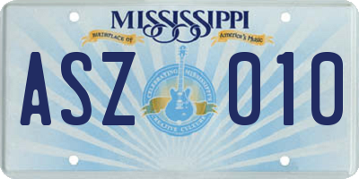 MS license plate ASZ010