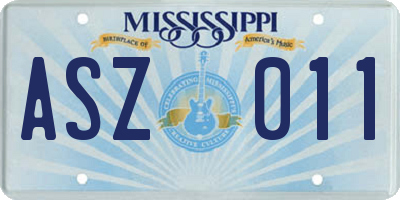 MS license plate ASZ011