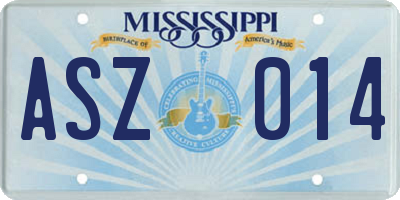 MS license plate ASZ014