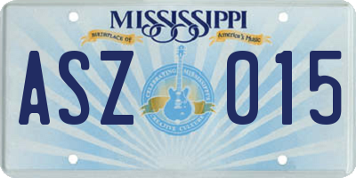 MS license plate ASZ015
