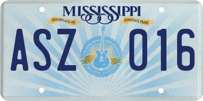 MS license plate ASZ016