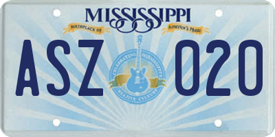 MS license plate ASZ020