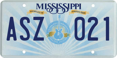 MS license plate ASZ021