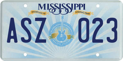 MS license plate ASZ023