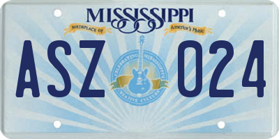 MS license plate ASZ024
