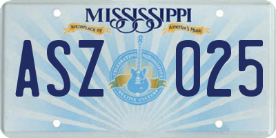 MS license plate ASZ025