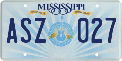MS license plate ASZ027