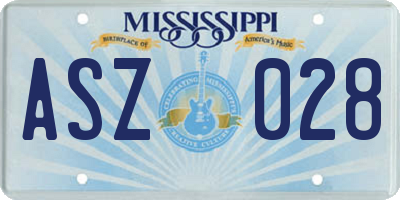 MS license plate ASZ028
