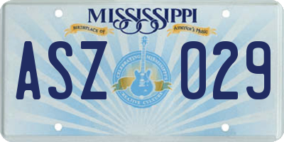 MS license plate ASZ029