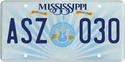 MS license plate ASZ030