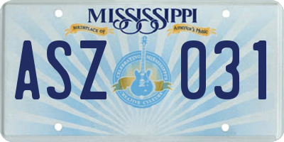 MS license plate ASZ031