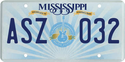 MS license plate ASZ032