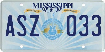 MS license plate ASZ033