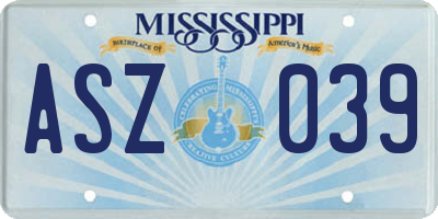 MS license plate ASZ039