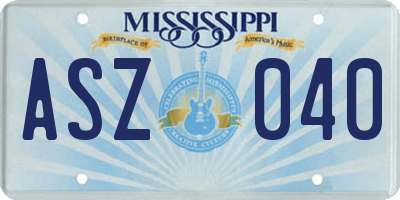 MS license plate ASZ040