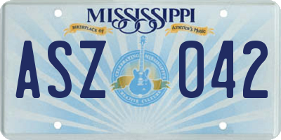MS license plate ASZ042