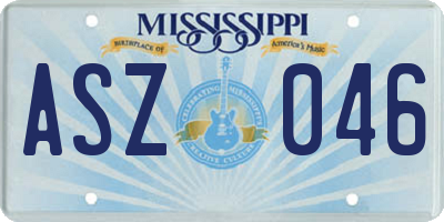MS license plate ASZ046