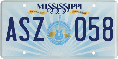 MS license plate ASZ058