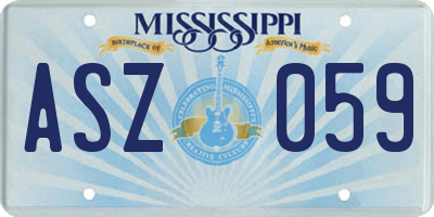 MS license plate ASZ059