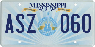 MS license plate ASZ060
