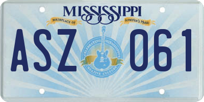MS license plate ASZ061