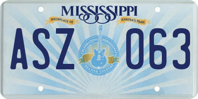 MS license plate ASZ063