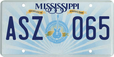MS license plate ASZ065
