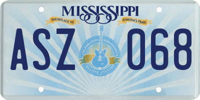 MS license plate ASZ068
