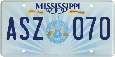 MS license plate ASZ070
