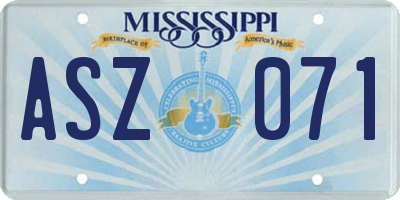 MS license plate ASZ071