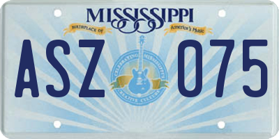MS license plate ASZ075