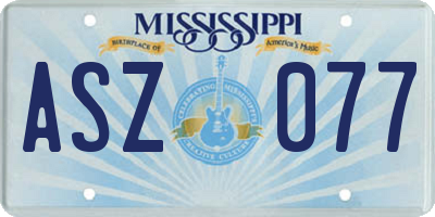MS license plate ASZ077