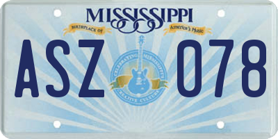 MS license plate ASZ078
