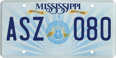 MS license plate ASZ080