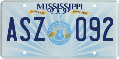 MS license plate ASZ092