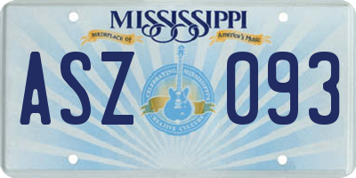 MS license plate ASZ093