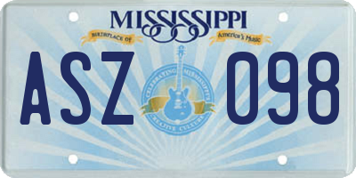 MS license plate ASZ098