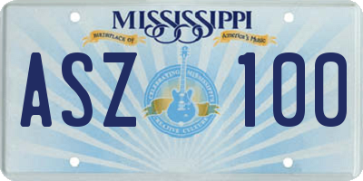 MS license plate ASZ100