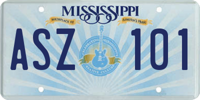 MS license plate ASZ101